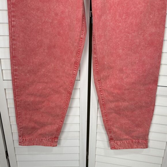 ASOS Design Balloon Leg Worker Pant Retro Belted Coral Acid Wash Jeans Size 6 - Picture 4 of 10